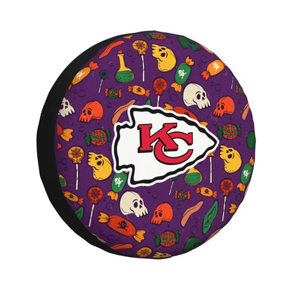 Kansas City Chiefs print Halloween candy print car tire cover tire dust cover