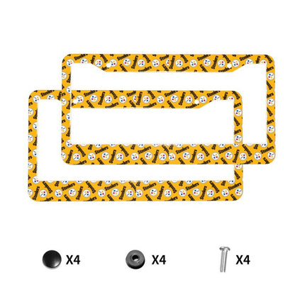 Pittsburgh Steelers Print front rear license plate holder circular hole license plate holder (one pair)