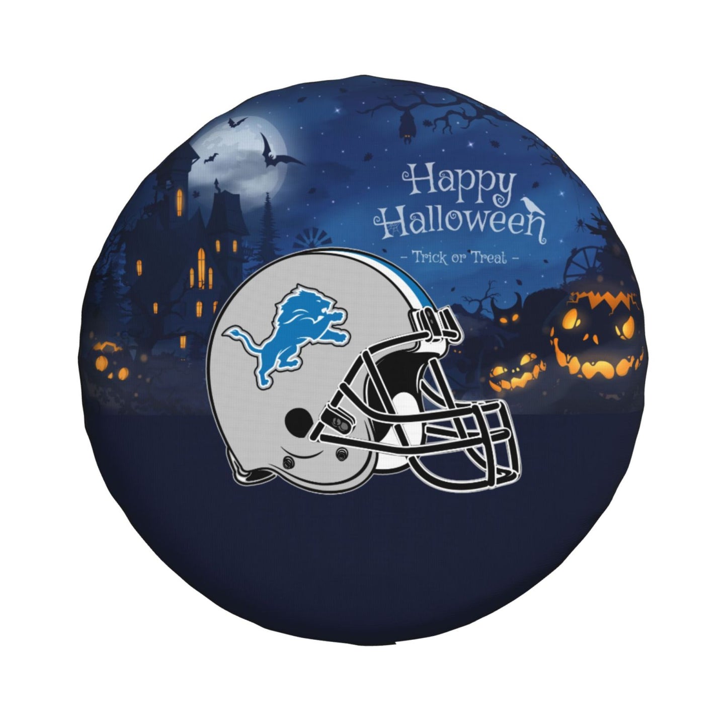 Detroit Lions printed car tire cover Happy Halloween printed tire dust cover