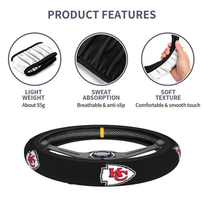 Kansas City Chiefs Printed breathable elastic steering wheel anti slip cover