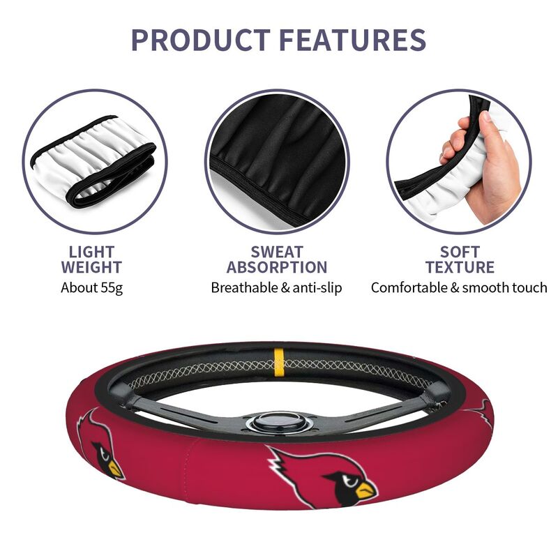 Arizona Cardinals Printed breathable elastic steering wheel cover anti slip cover