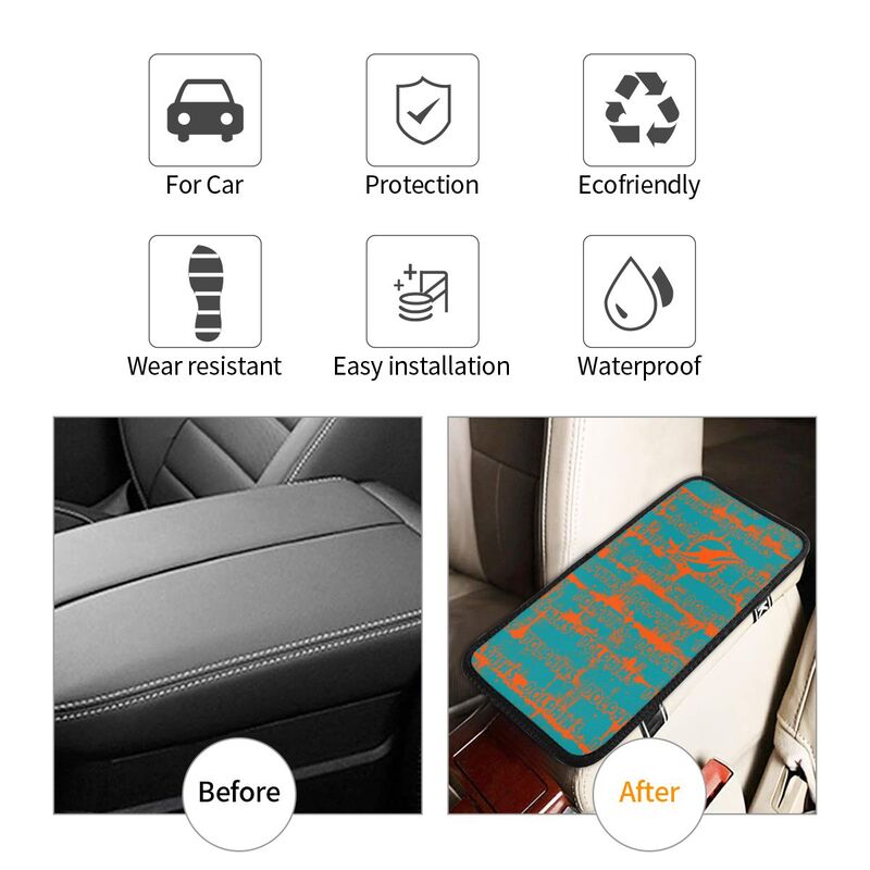 Miami Dolphins print Car armrest box protective cover car center console armrest pad