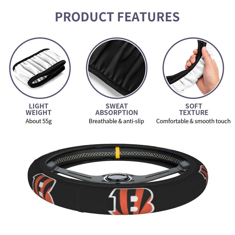 Cincinnati Bengals 2 Printed breathable elastic steering wheel anti slip cover