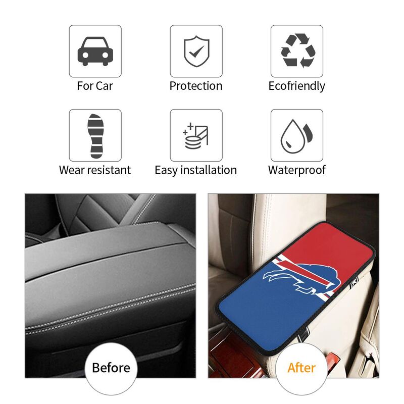 Car armrest box pad Buffalo Bills 2 Printed central armrest box cushion protective pad