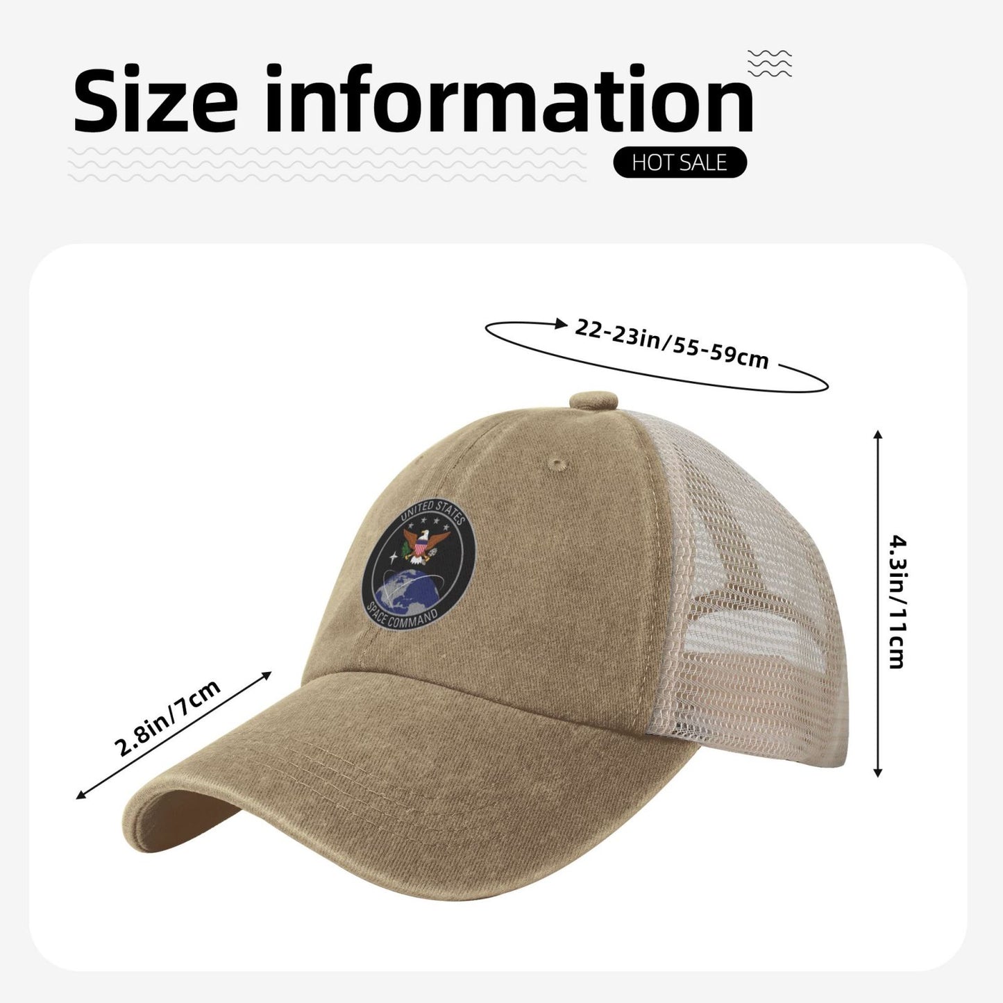 United States Space Command Emblem Printed unisex baseball cap adjustable grid baseball cap veteran gift