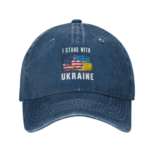 I Stand With Ukraine Ukrainian Flag Support Printed unisex baseball cap adjustable cap outdoor trucker hat veterans Gifts