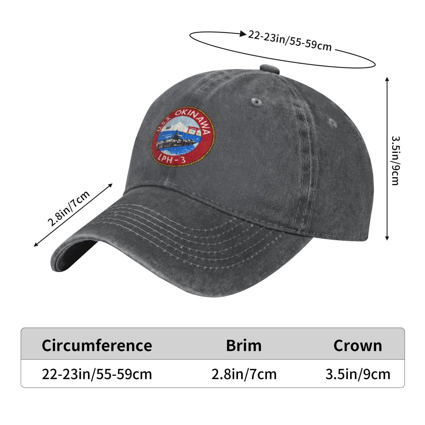 LPH-3-USS-Okinawa-crest-2 Printed unisex baseball cap outdoor hats adjustable cap trucker gift hat