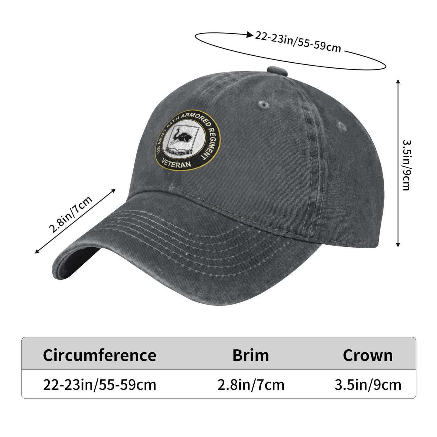 US Army 64th Armored Regiment Printed unisex baseball cap outdoor hats adjustable cap trucker gift hat