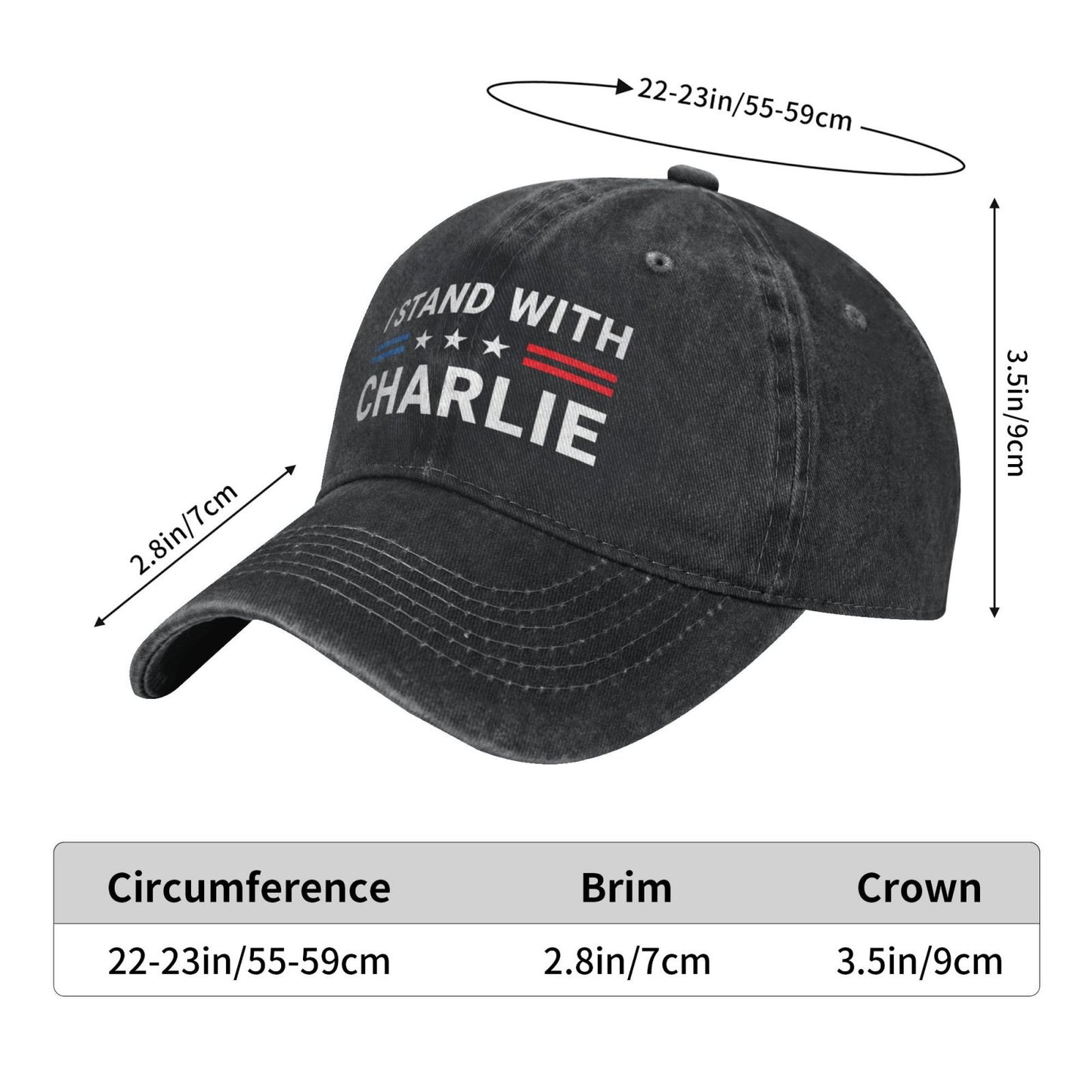 Stars Stripes I Stand With Charlie Printed unisex baseball cap outdoor hats adjustable cap trucker gift hat