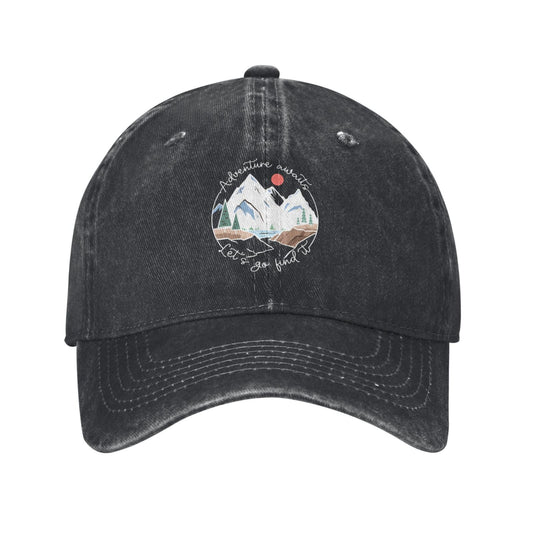 Adventure Awaits Let Go Find It Printed unisex baseball cap adjustable cap outdoor sun hats trucker hat