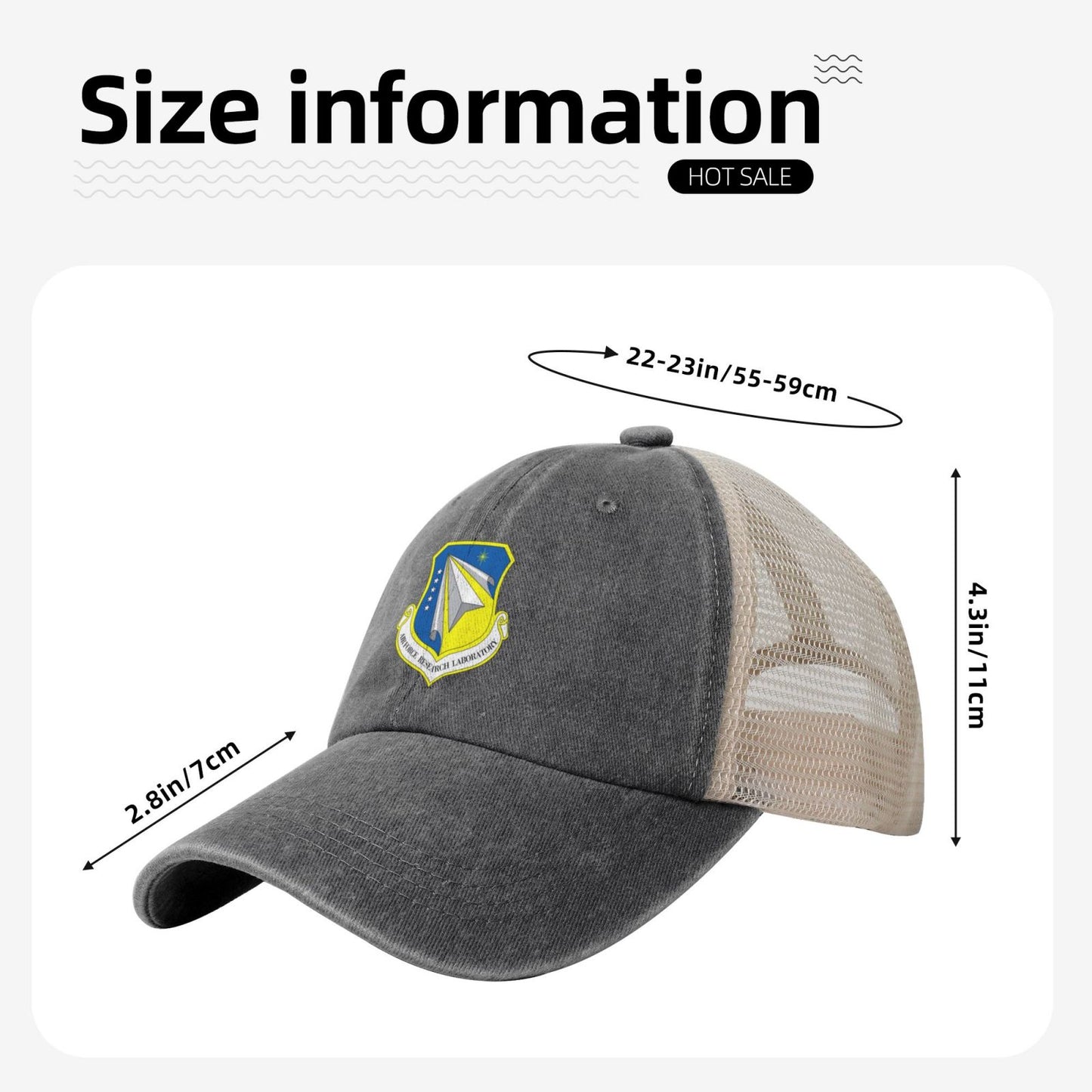 Air Force Research Laboratory Printed unisex baseball cap adjustable grid baseball cap veteran gift