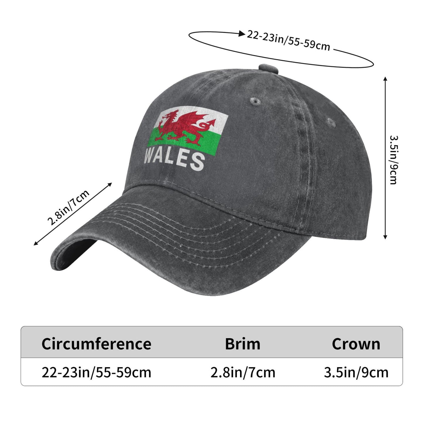 Wales Flag Printed unisex baseball cap adjustable cap outdoor trucker hat veterans Gifts