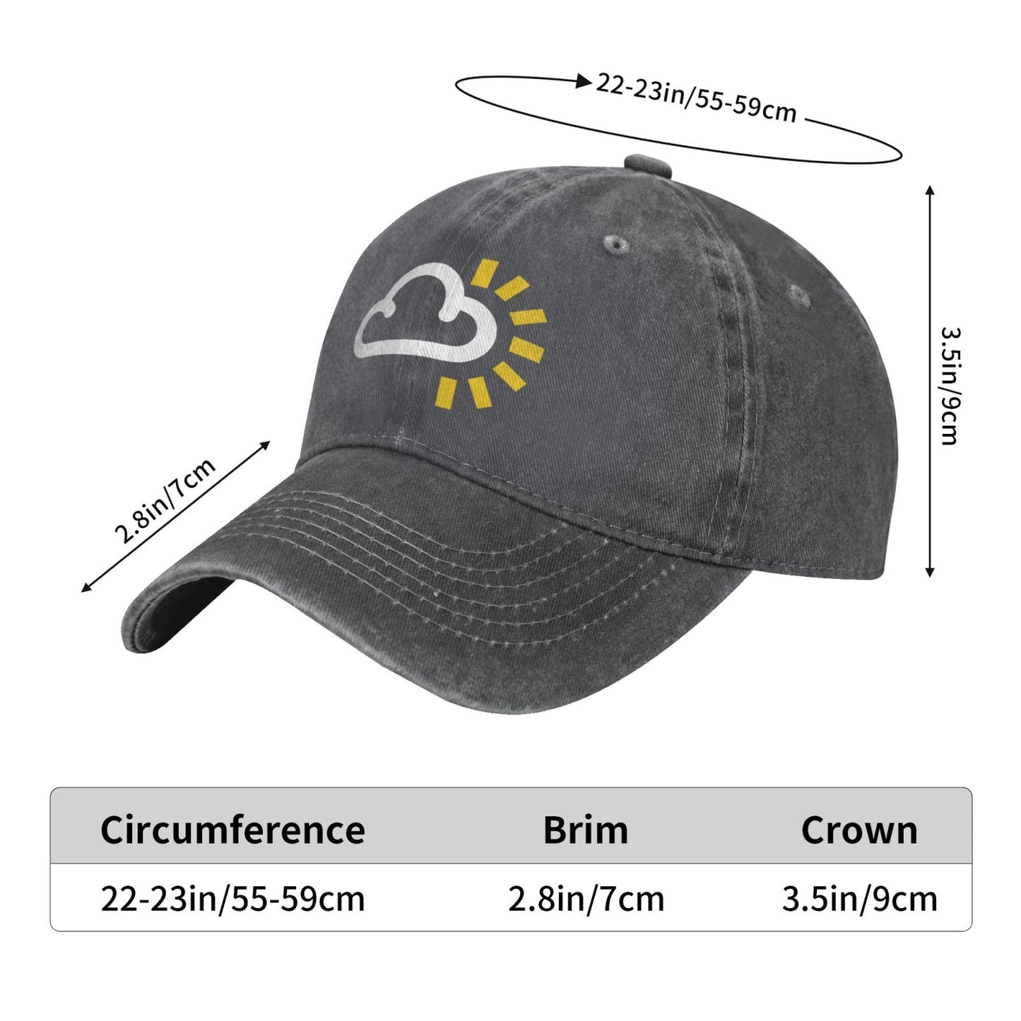 Weather Symbol Sunny Printed unisex baseball cap adjustable cap outdoor sun hats trucker hat