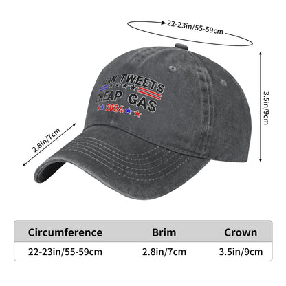 Mean Tweets Cheap Gas 2024 Printed unisex baseball cap adjustable cap outdoor hats trucker gift hat