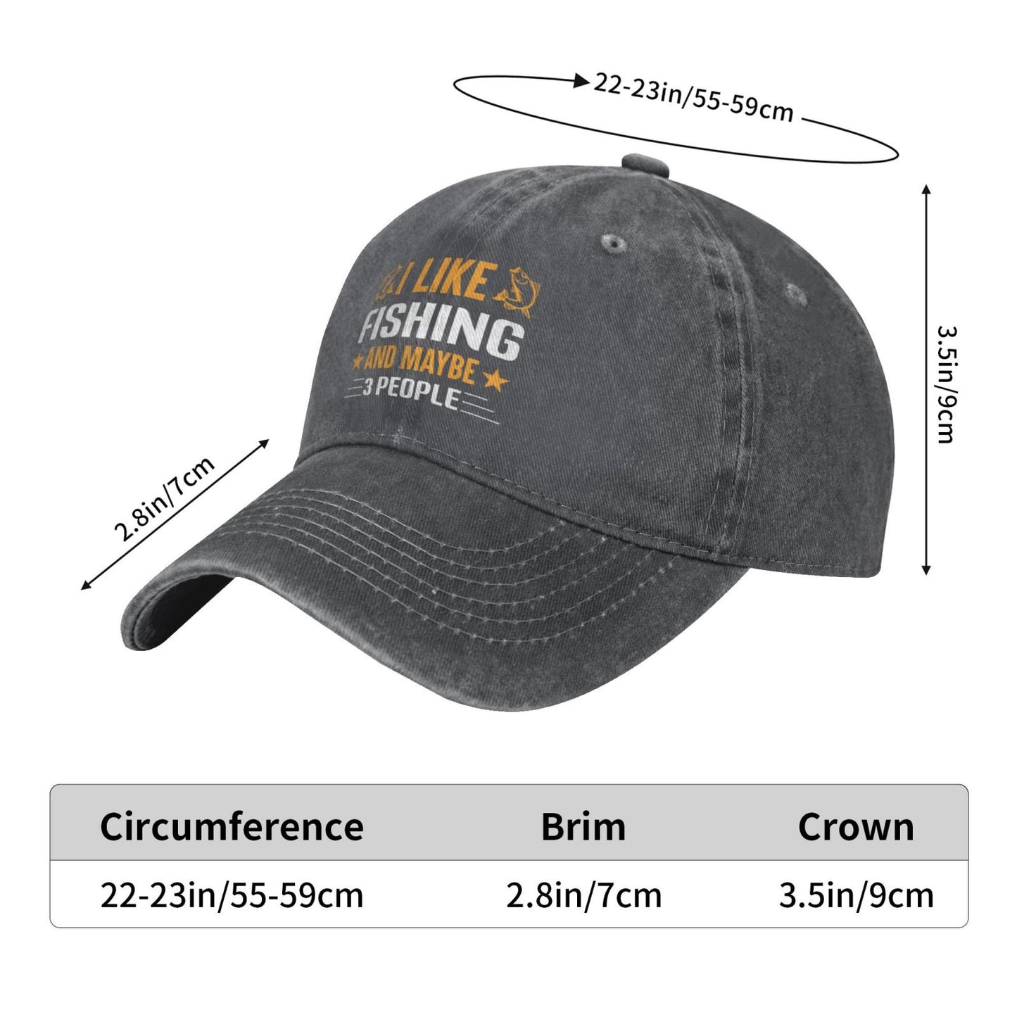 LIKE FISHING AND MAYBE 3 PEOPLE Printed unisex baseball cap adjustable cap outdoor sun hats trucker hat