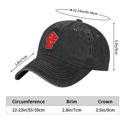 RED RAISED CLENCHED FIST SOLIDARITY RESISTANCE Printed unisex baseball cap adjustable cap outdoor trucker hat veterans Gifts