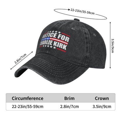 Justice For Charlie Kirk Printed unisex baseball cap outdoor hats adjustable cap trucker gift hat