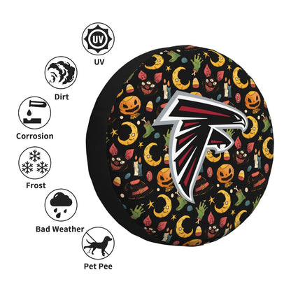 Atlanta Falcons logo Halloween Pumpkin Moon Print Car Tire Cover Tire Dust Cover