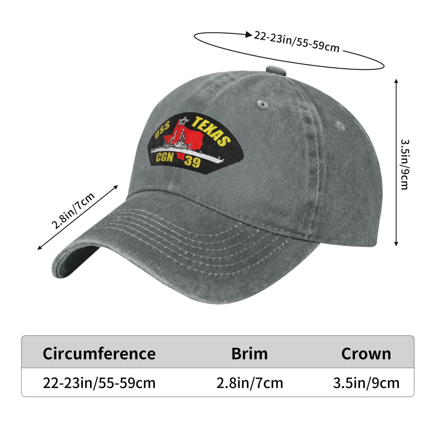 USS Texas Cgn-39 Printed unisex baseball cap outdoor hats adjustable cap trucker gift hat