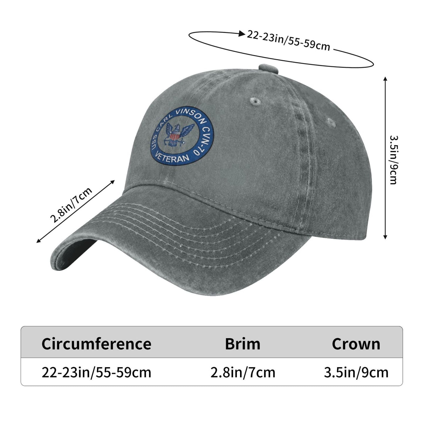 USS Carl Vinson CVN 70 Printed unisex baseball cap adjustable cap outdoor trucker hat veterans Gifts