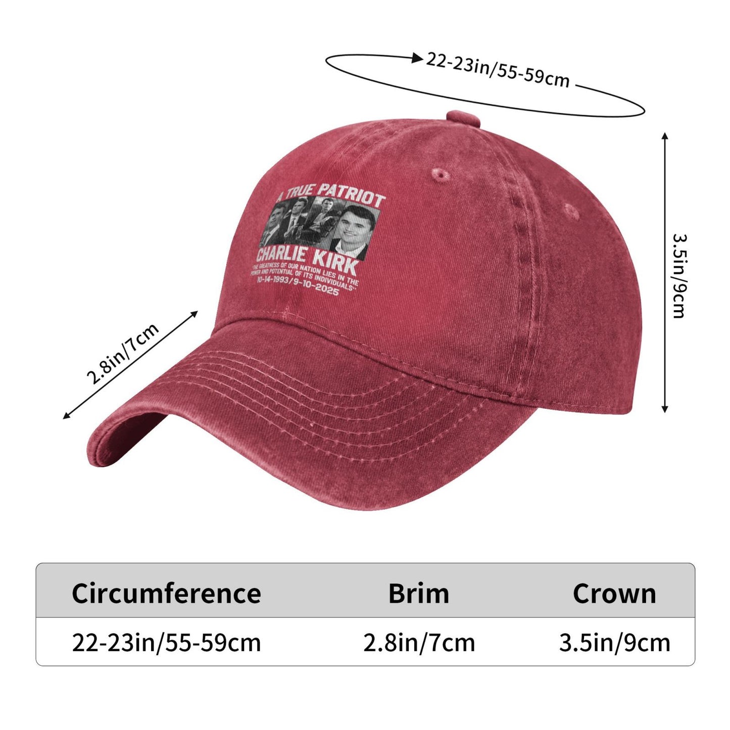 Charlie Kirk A True Patriot Printed unisex baseball cap outdoor hats adjustable cap trucker gift hat