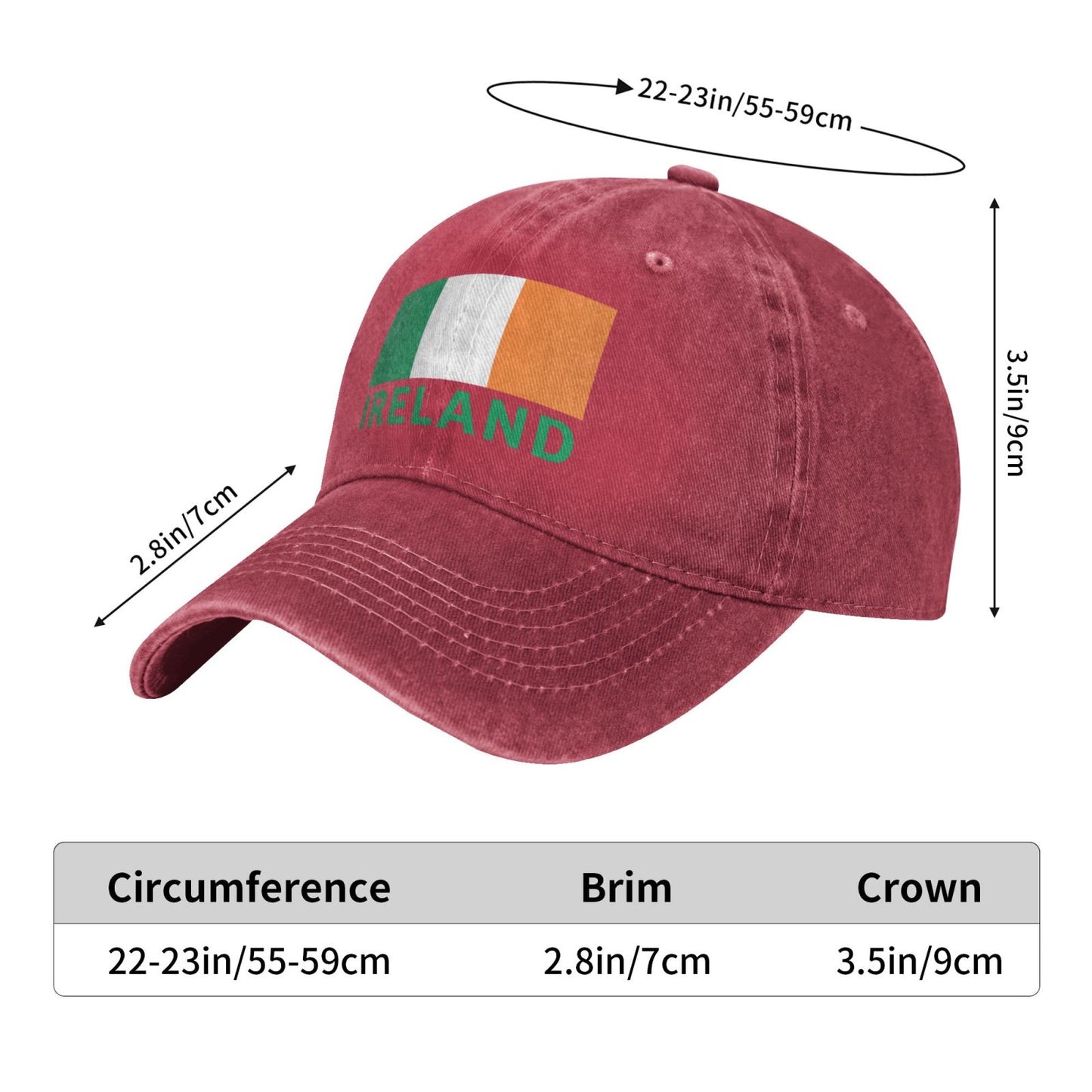 Flag Of Ireland Printed unisex baseball cap adjustable cap outdoor trucker hat veterans Gifts