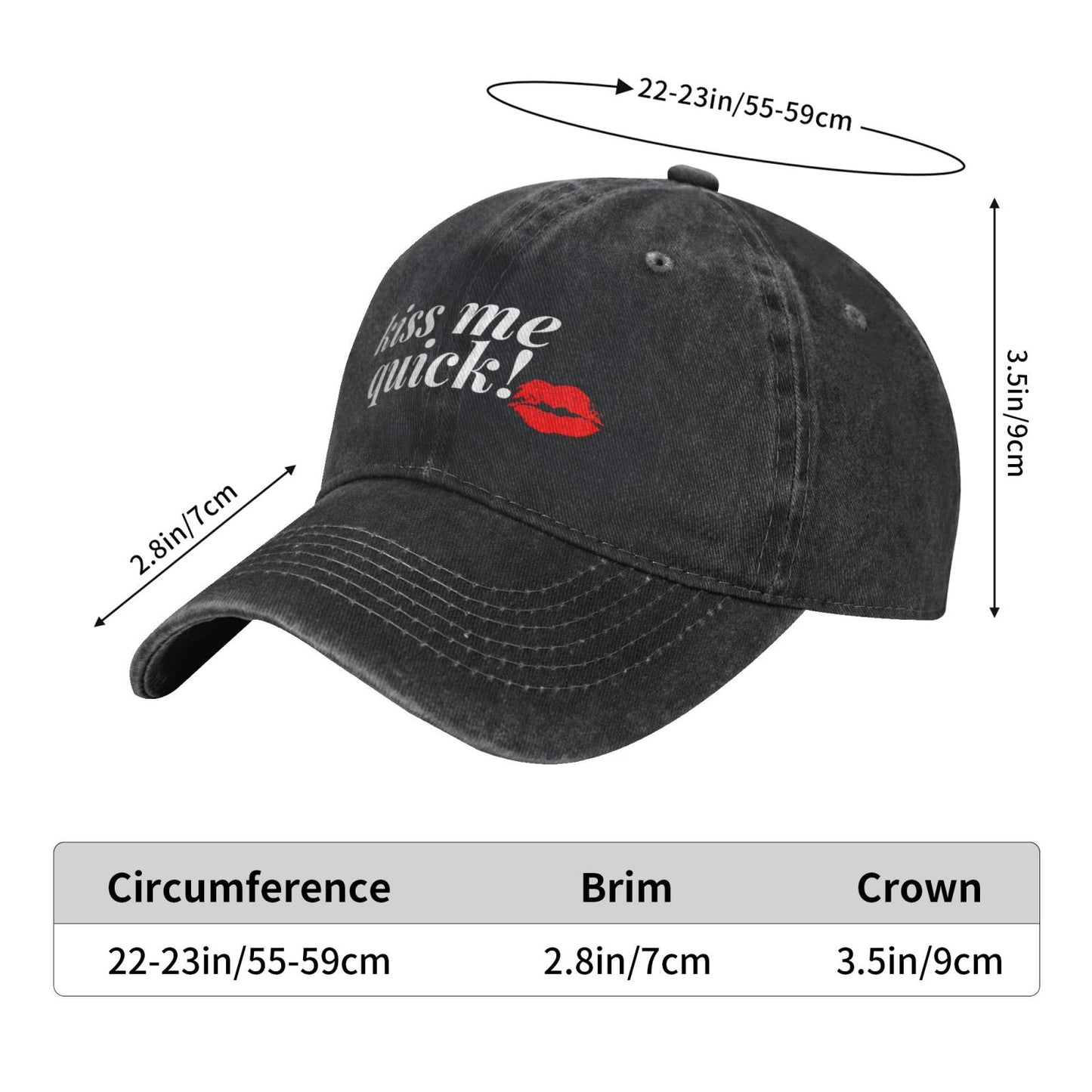Kiss Me Quick Printed unisex baseball cap adjustable cap outdoor sun hats trucker hat