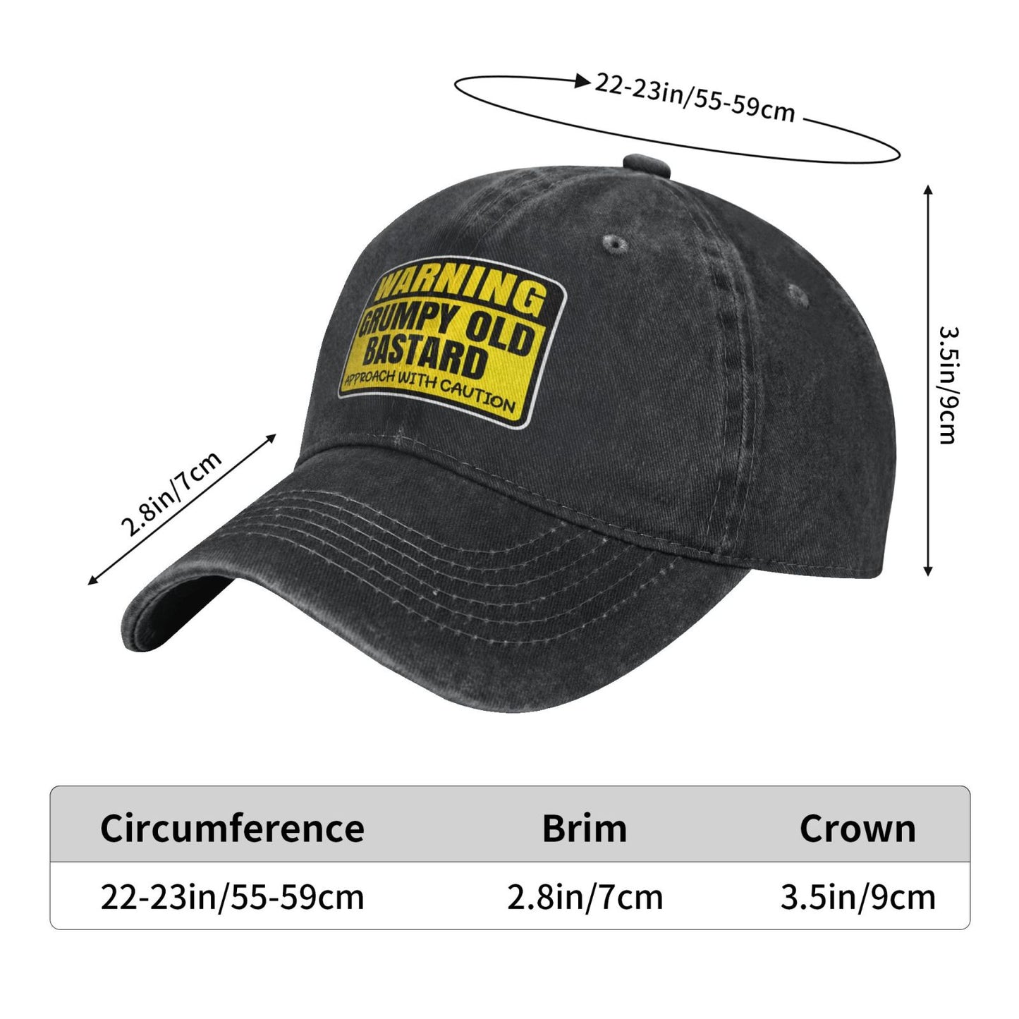 Warning Grumpys Old Bastards Approachs Printed unisex baseball cap adjustable cap outdoor sun hats trucker hat
