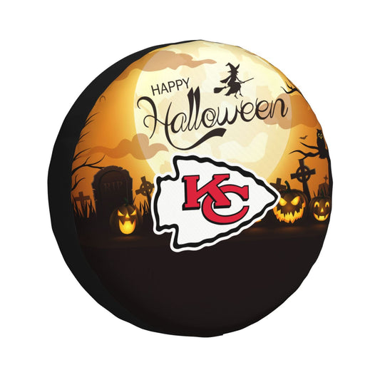Kansas City Chiefs Print Halloween background printed tire dust cover car tire cover