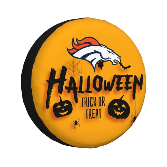 Denver Broncos print wheel dust cover Halloween pumpkin lantern printed car tire cover