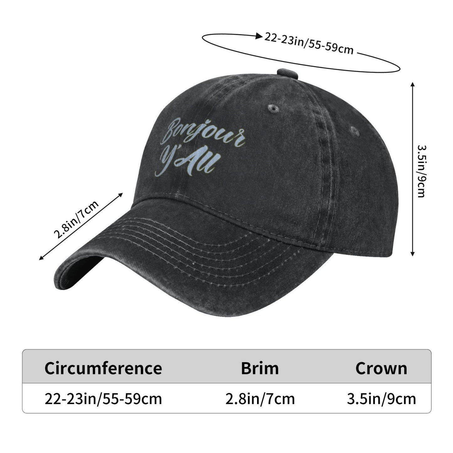 Bonjour Y'All Printed unisex baseball cap adjustable cap outdoor sun hats trucker hat