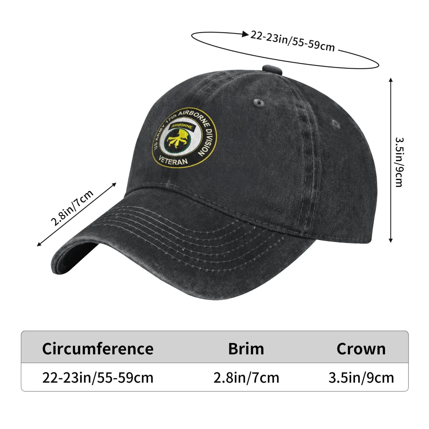 Army 17th Airborne Division Printed unisex baseball cap adjustable cap outdoor sun hats trucker hat