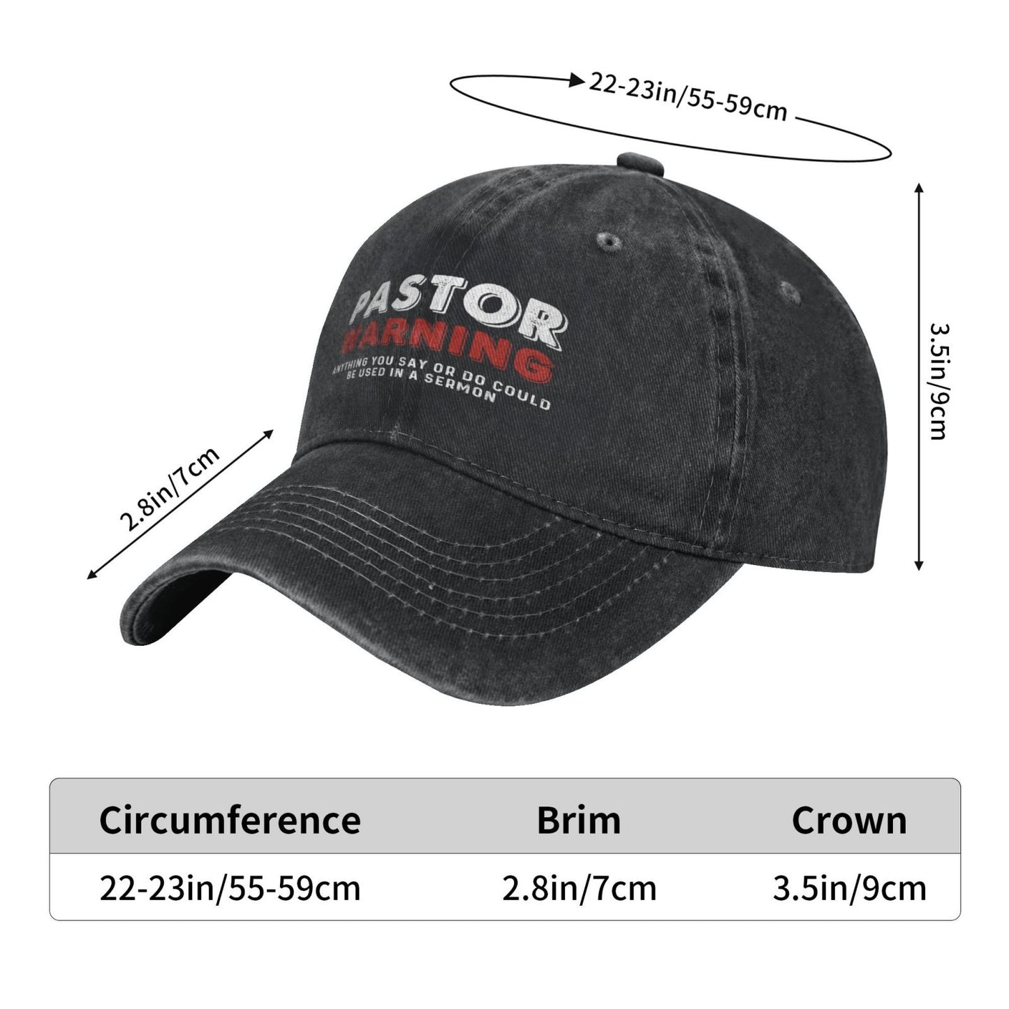 PASTOR WARNING Printed unisex baseball cap adjustable cap outdoor sun hats trucker hat