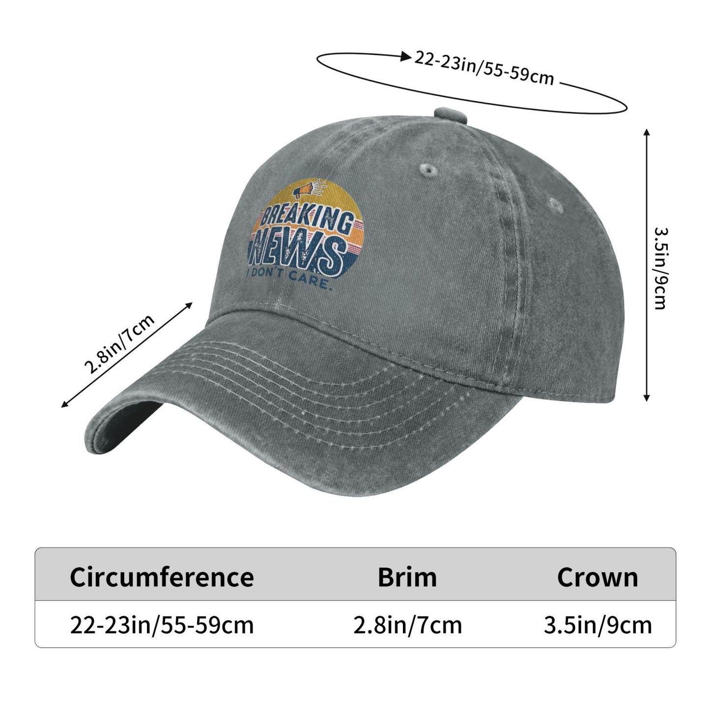 Breaking News I Don't Care Printed unisex baseball cap adjustable cap outdoor sun hats trucker hat