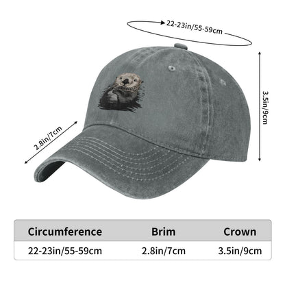 Sea Otter Cute Distressed Printed unisex baseball cap outdoor hats adjustable cap trucker gift hat