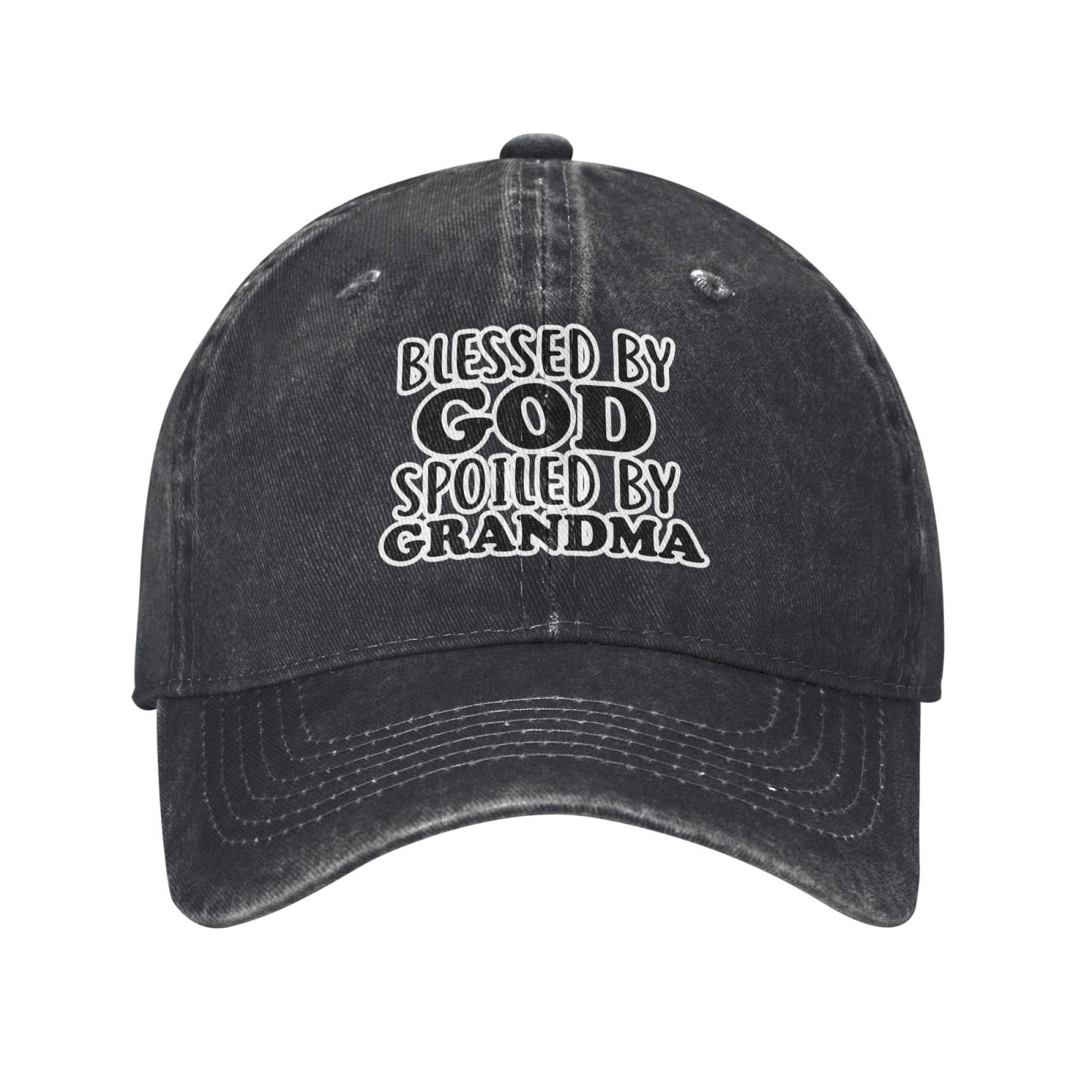 7BLESSED BY GOD SPOILED BY GRANDMA Printed unisex baseball cap adjustable cap outdoor sun hats trucker hat
