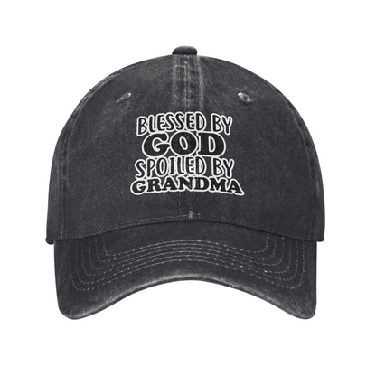 7BLESSED BY GOD SPOILED BY GRANDMA Printed unisex baseball cap adjustable cap outdoor sun hats trucker hat