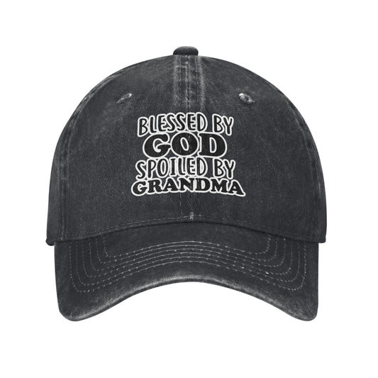 7BLESSED BY GOD SPOILED BY GRANDMA Printed unisex baseball cap adjustable cap outdoor sun hats trucker hat