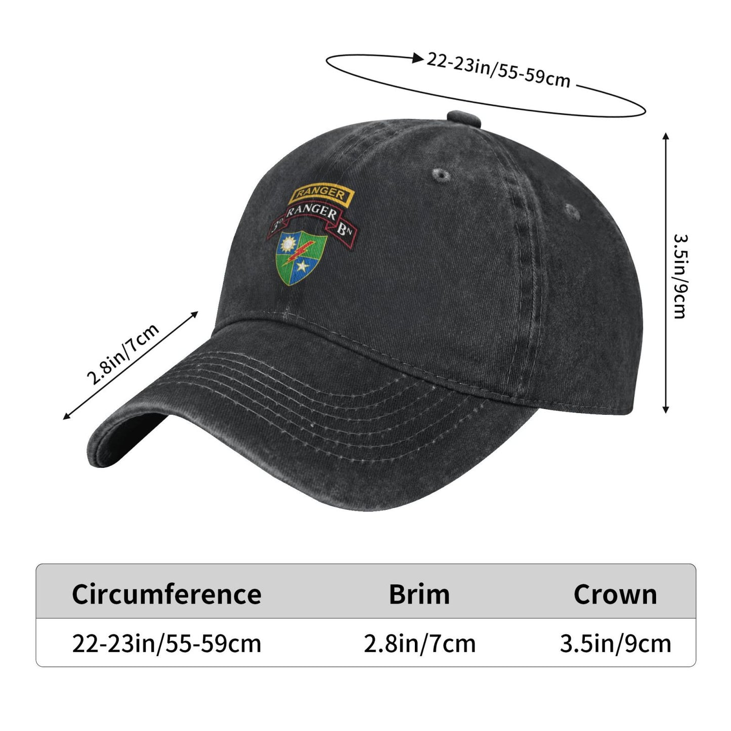 3rd Ranger Battalion Printing unisex baseball cap adjustable hats Outdoor leisure hat veteran gift