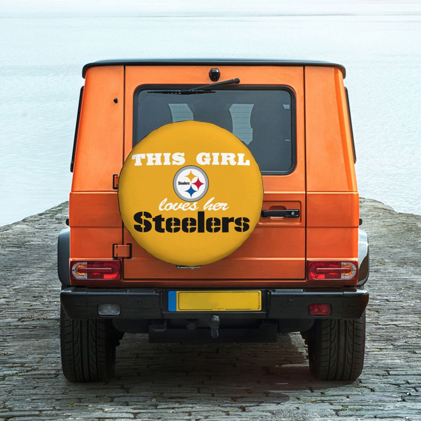 Pittsburgh Steelers Printing wheel dust cover Solid color background car tire cover