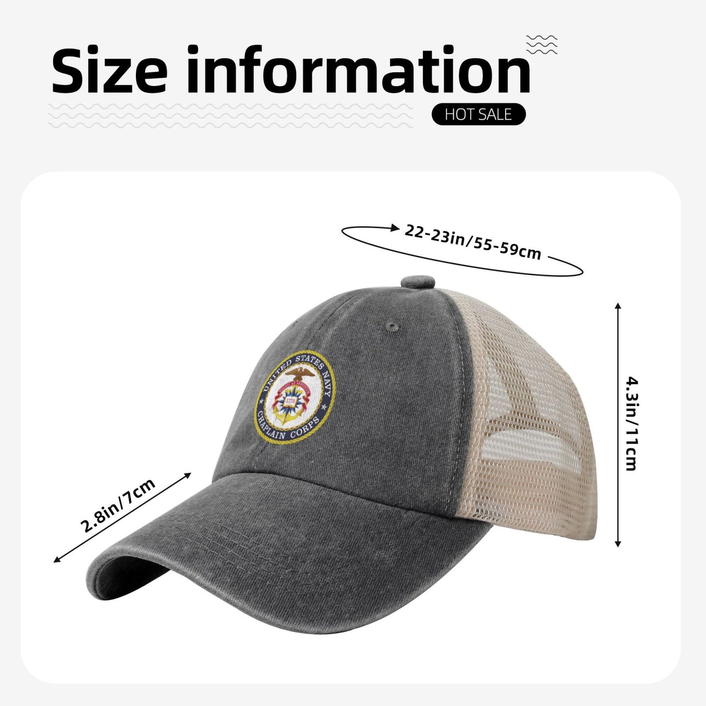 Seal Of The United States Navy Chaplain Corps Printed unisex baseball cap adjustable grid baseball cap veteran gift