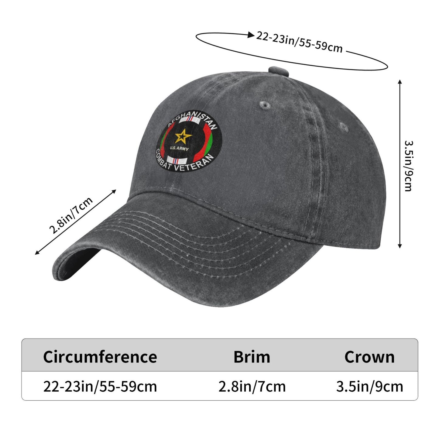 AFGHANISTAN COMBAT VETERAN Printed unisex baseball cap adjustable cap outdoor sun hats trucker hat