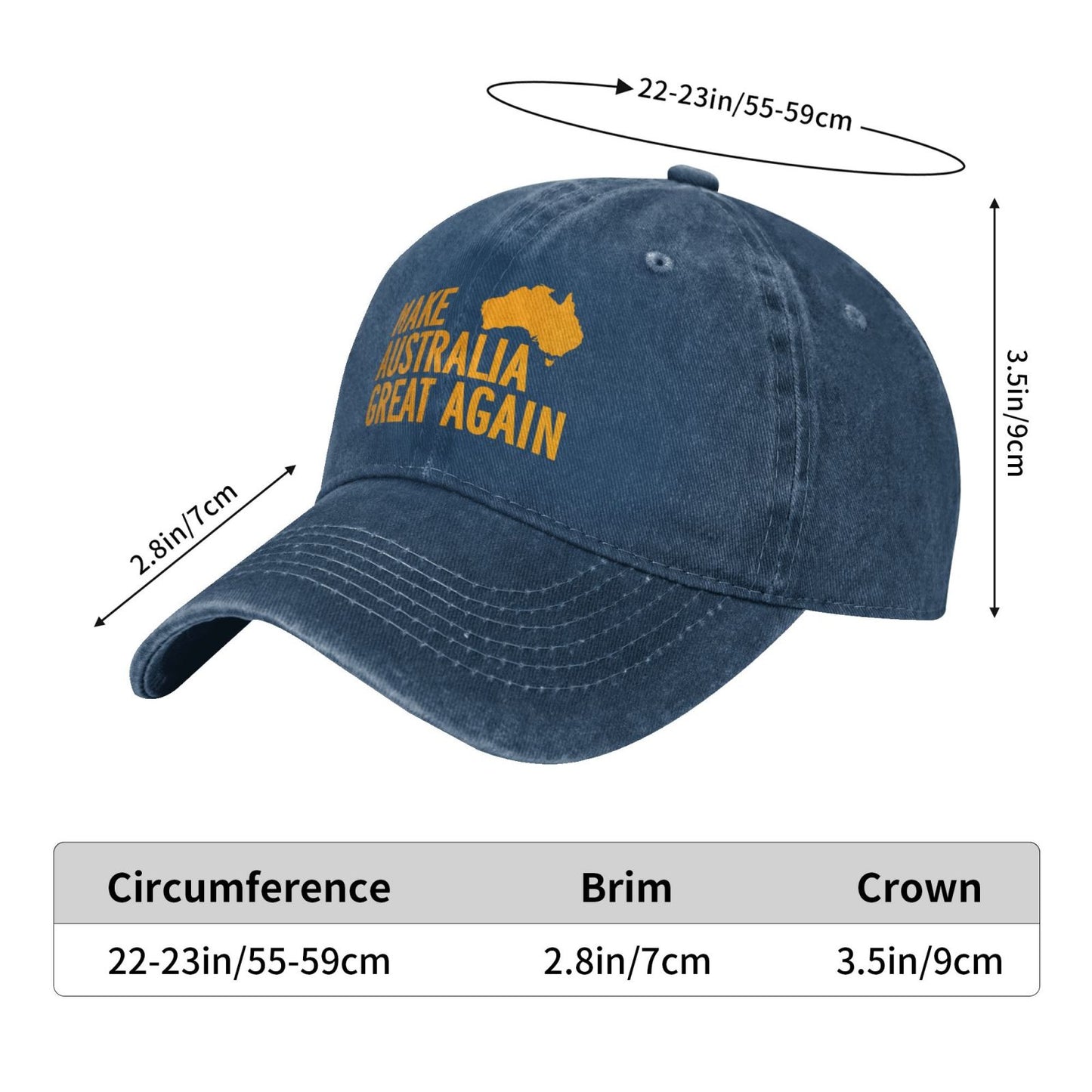 Make Australia Great Again (MAGA) Map Gold Printed unisex baseball cap adjustable cap outdoor sun hats trucker hat