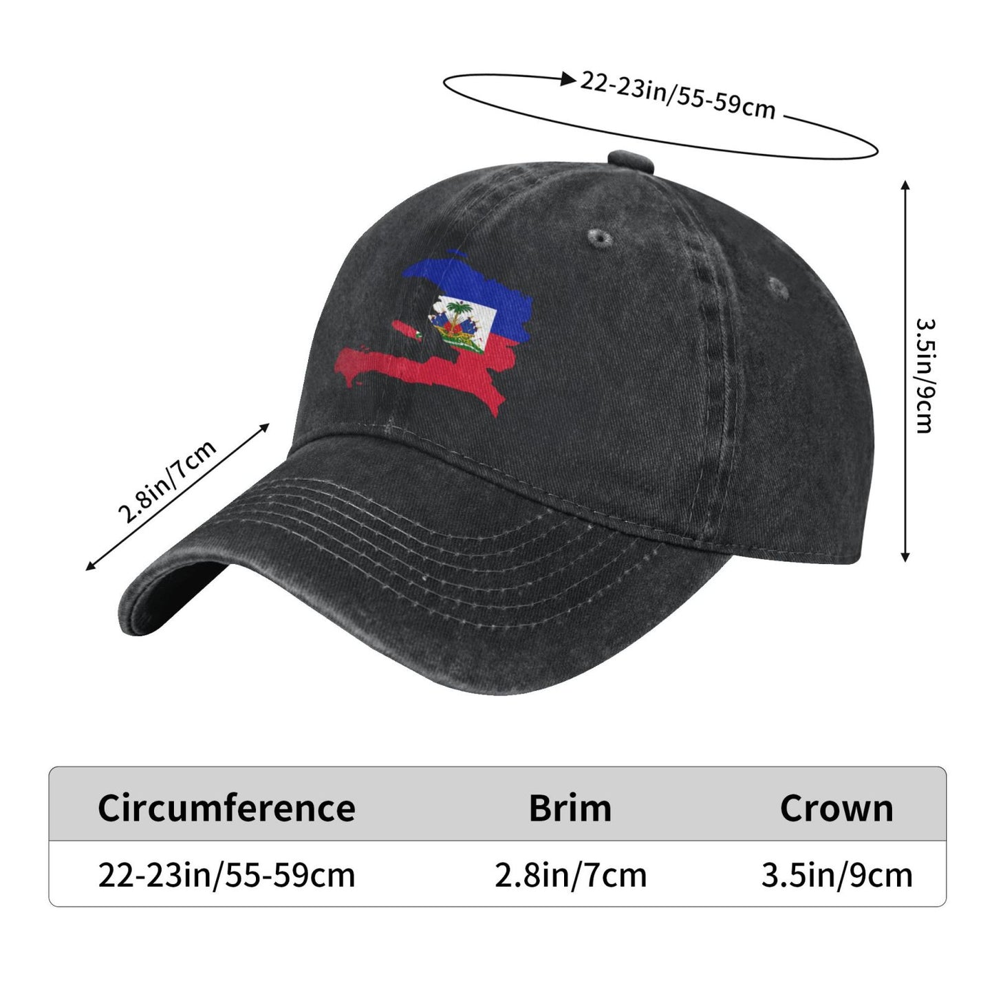 Haitian Flag Map SVG Printed unisex baseball cap outdoor hats adjustable cap trucker gift hat