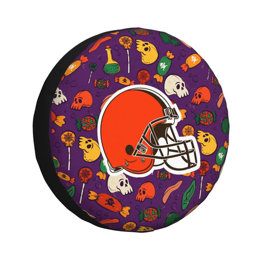 Cleveland Browns print Halloween candy print car tire cover tire dust cover