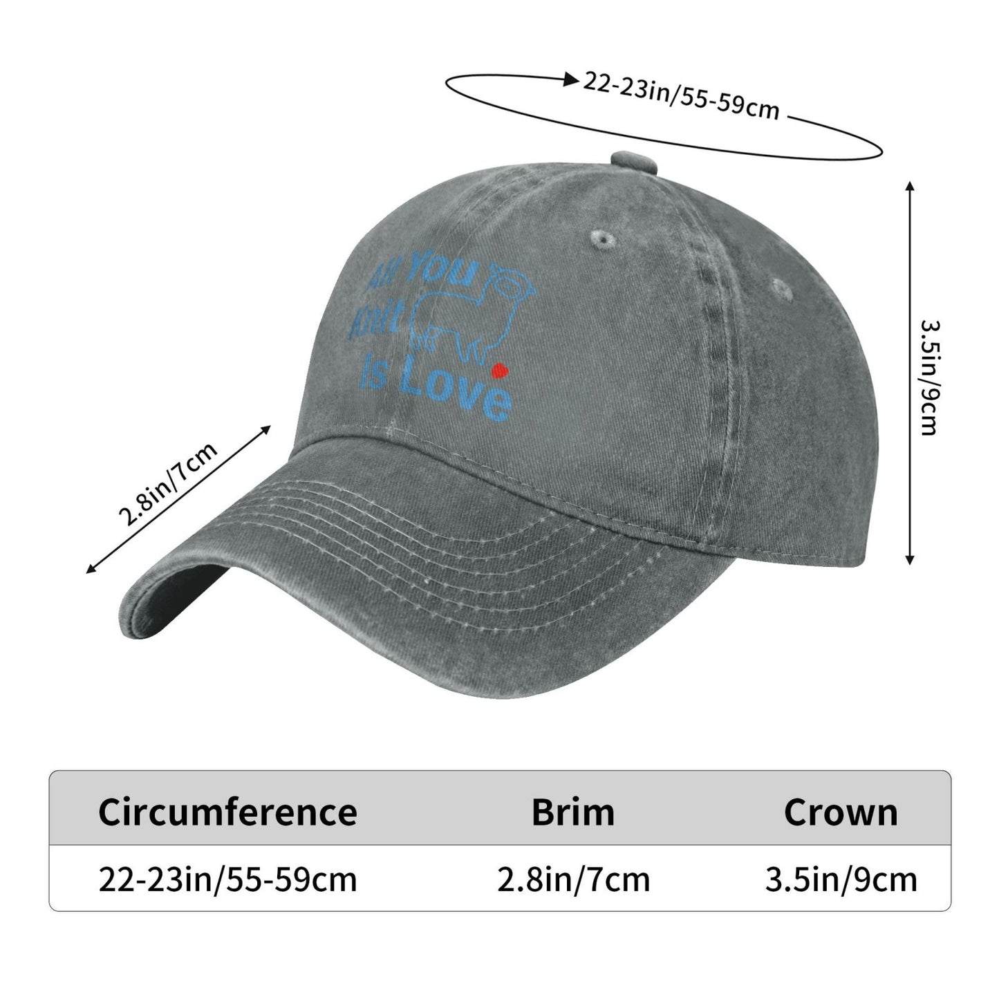 All You Knit Is Love Printed unisex baseball cap adjustable cap outdoor sun hats trucker hat