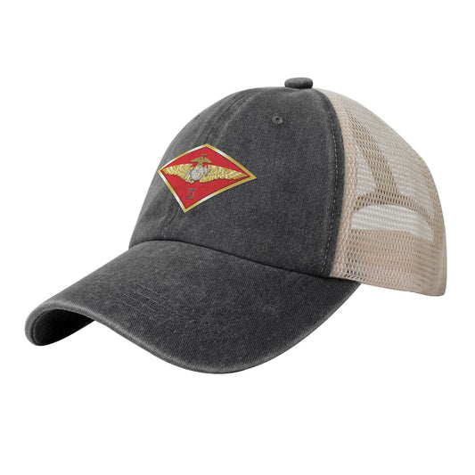 USMC-2MAW Printed unisex baseball cap adjustable grid baseball cap veteran gift