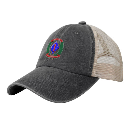 HQBN 1st Marine Division Printed unisex baseball cap adjustable grid baseball cap veteran gift