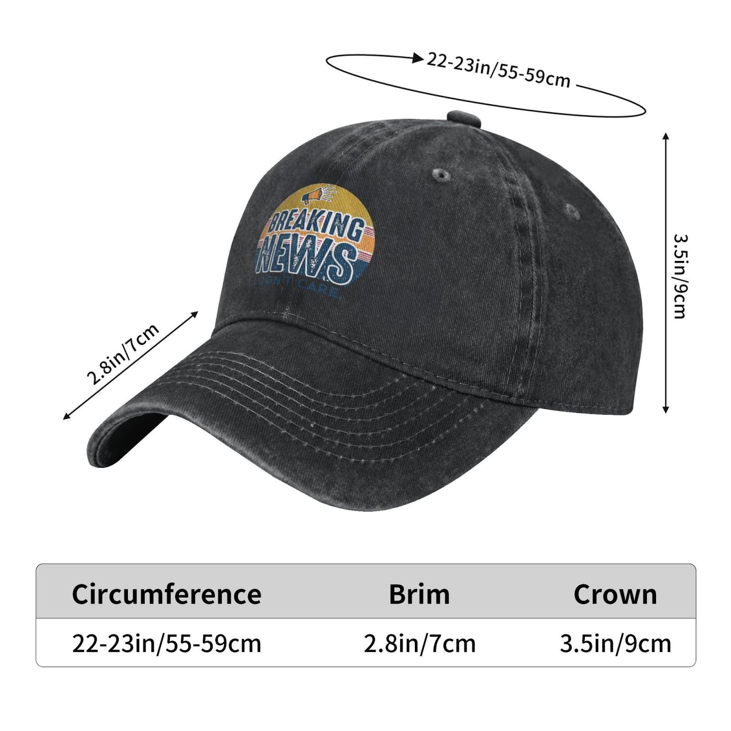 Breaking News I Don't Care Printed unisex baseball cap adjustable cap outdoor sun hats trucker hat