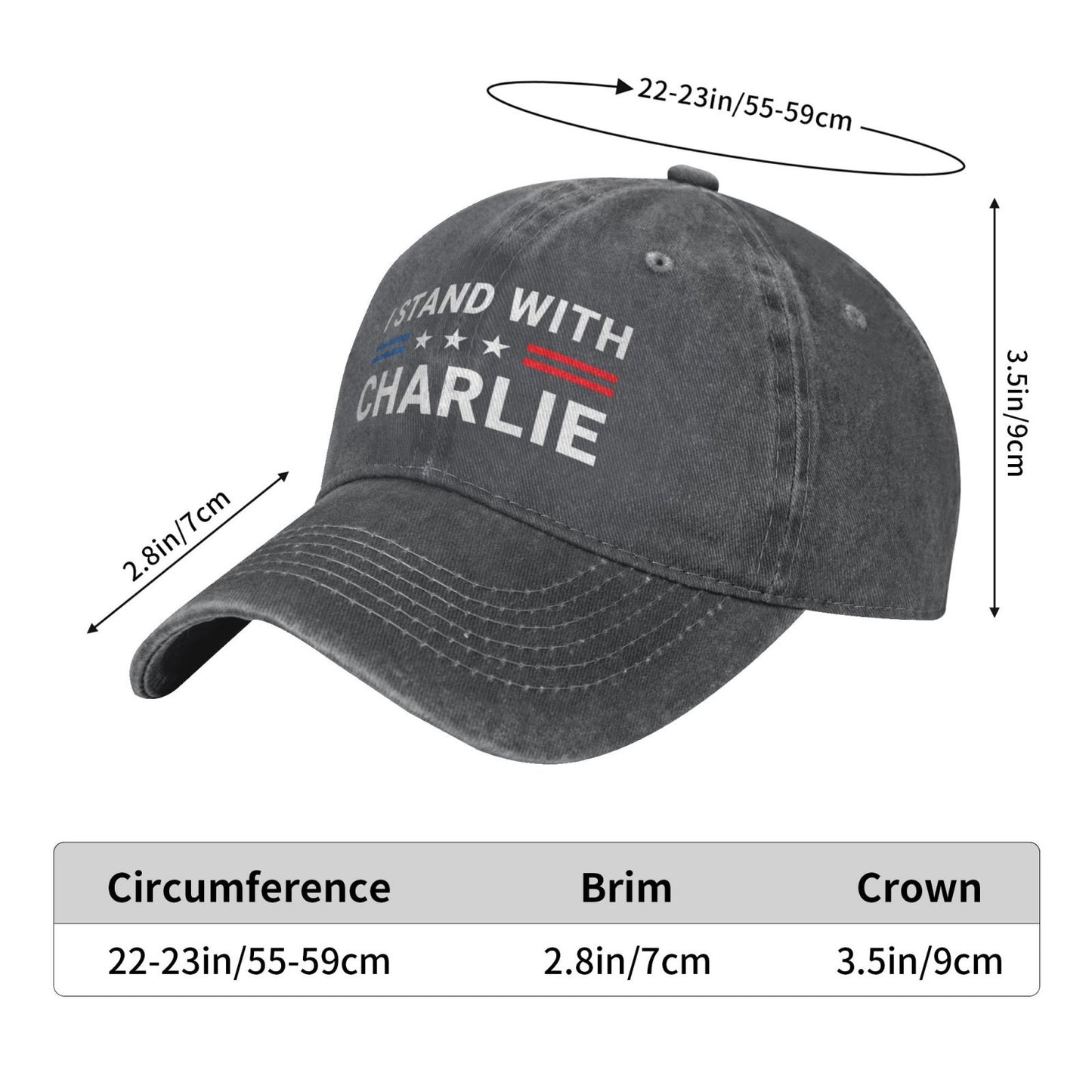 Stars Stripes I Stand With Charlie Printed unisex baseball cap outdoor hats adjustable cap trucker gift hat
